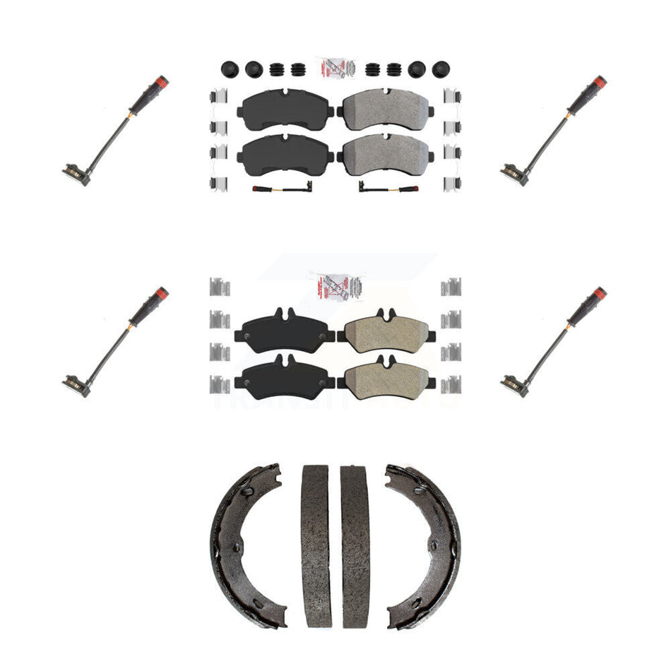 Front Rear Ceramic Brake Pads Extra Wear Sensor Kit (7Pc) For 09 Dodge Sprinter 3500 3.0L KNW-101201