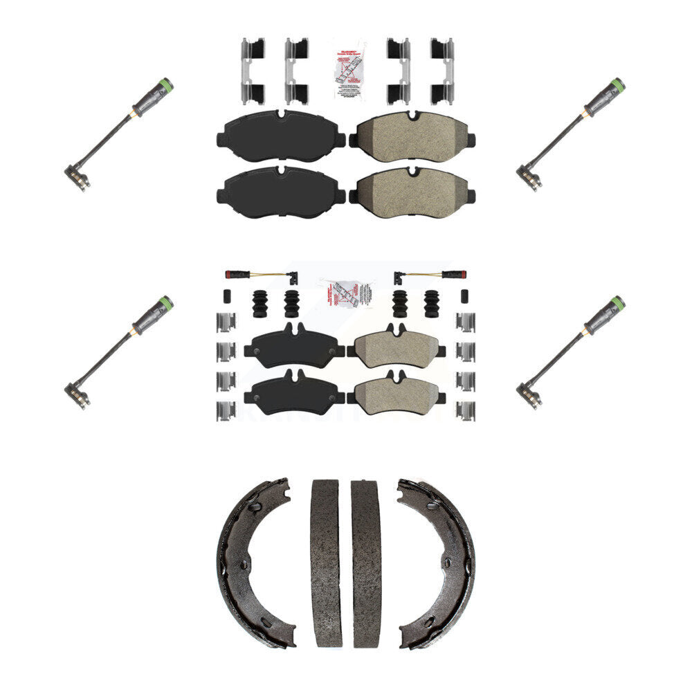 Front Rear Ceramic Brake Pad & Extra Wear Sensor Kit (7Pc) For Freightliner Sprinter 2500 KNW-101212