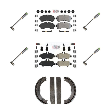 Front Rear Ceramic Brake Pad & Extra Wear Sensor Kit (7Pc) For Freightliner Sprinter 3500 KNW-101215