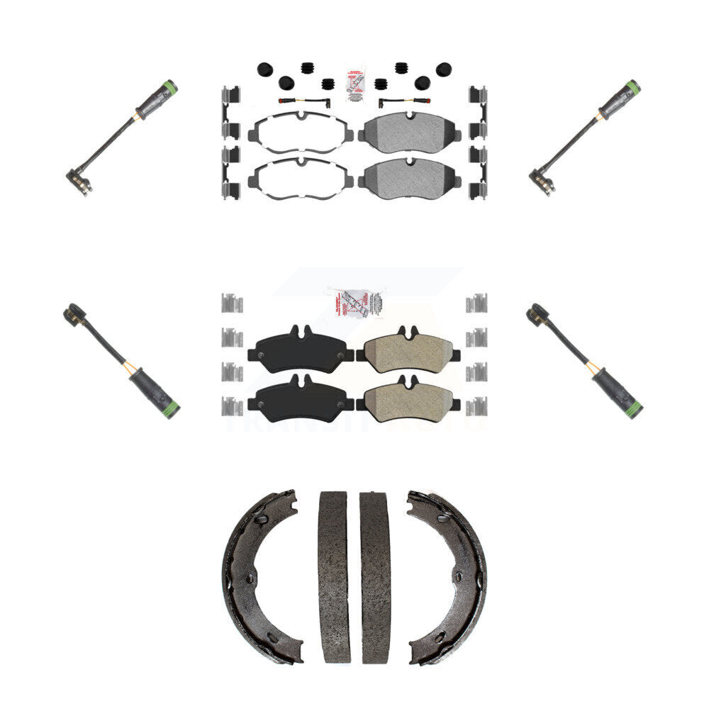 Front Rear Ceramic Brake Pad & Extra Wear Sensor Kit (7Pc) For Freightliner Sprinter 2500 KNW-101219