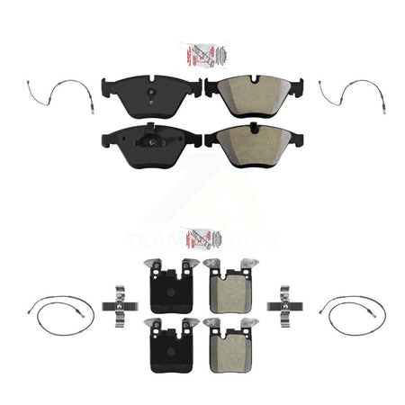 Front Rear Ceramic Brake Pads Wear Sensor Kit For BMW 335i With 345mm Diameter Rotor KNW-101266