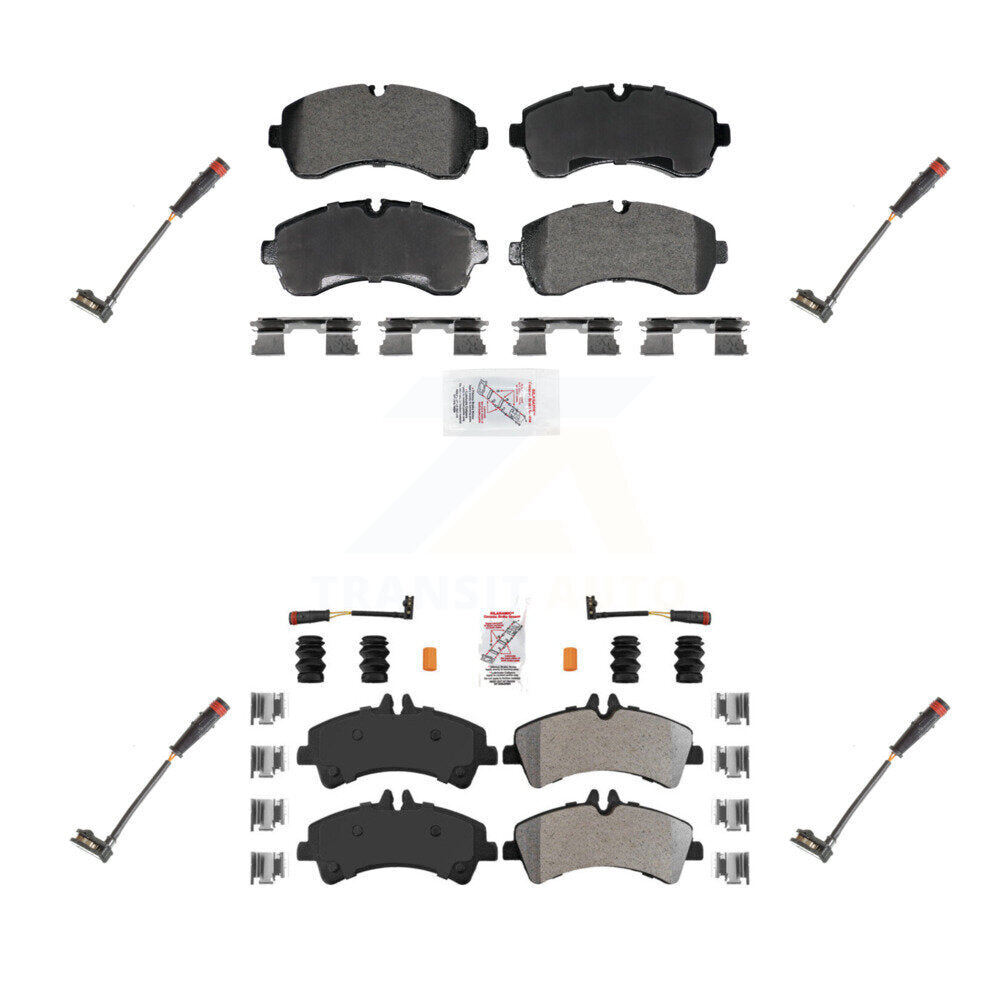 Front Rear Ceramic Disc Brake Pad Extra Wear Sensor Kit For 2009 Dodge Sprinter 3500 3.0L KNW-101284