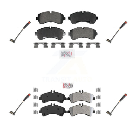 Front Rear Ceramic Disc Brake Pads And Wear Sensors Kit For 2009 Dodge Sprinter 3500 3.0L KNW-101285