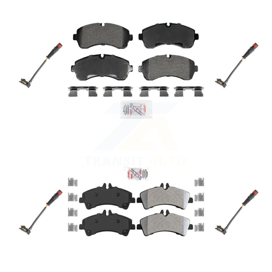 Front Rear Ceramic Disc Brake Pads And Wear Sensors Kit For 2009 Dodge Sprinter 3500 3.0L KNW-101285