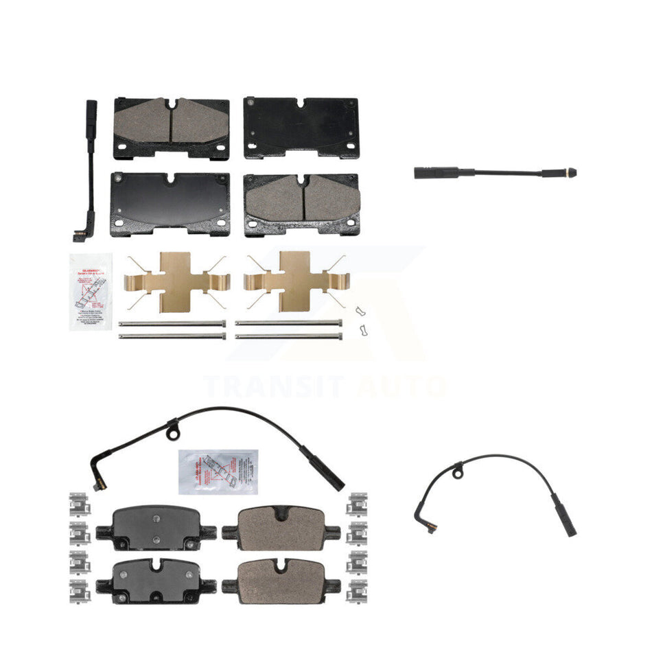 Front Rear Ceramic Brake Pad Extra Wear Sensor Kit For GMC Chevrolet Silverado 1500 Yukon KNW-101304