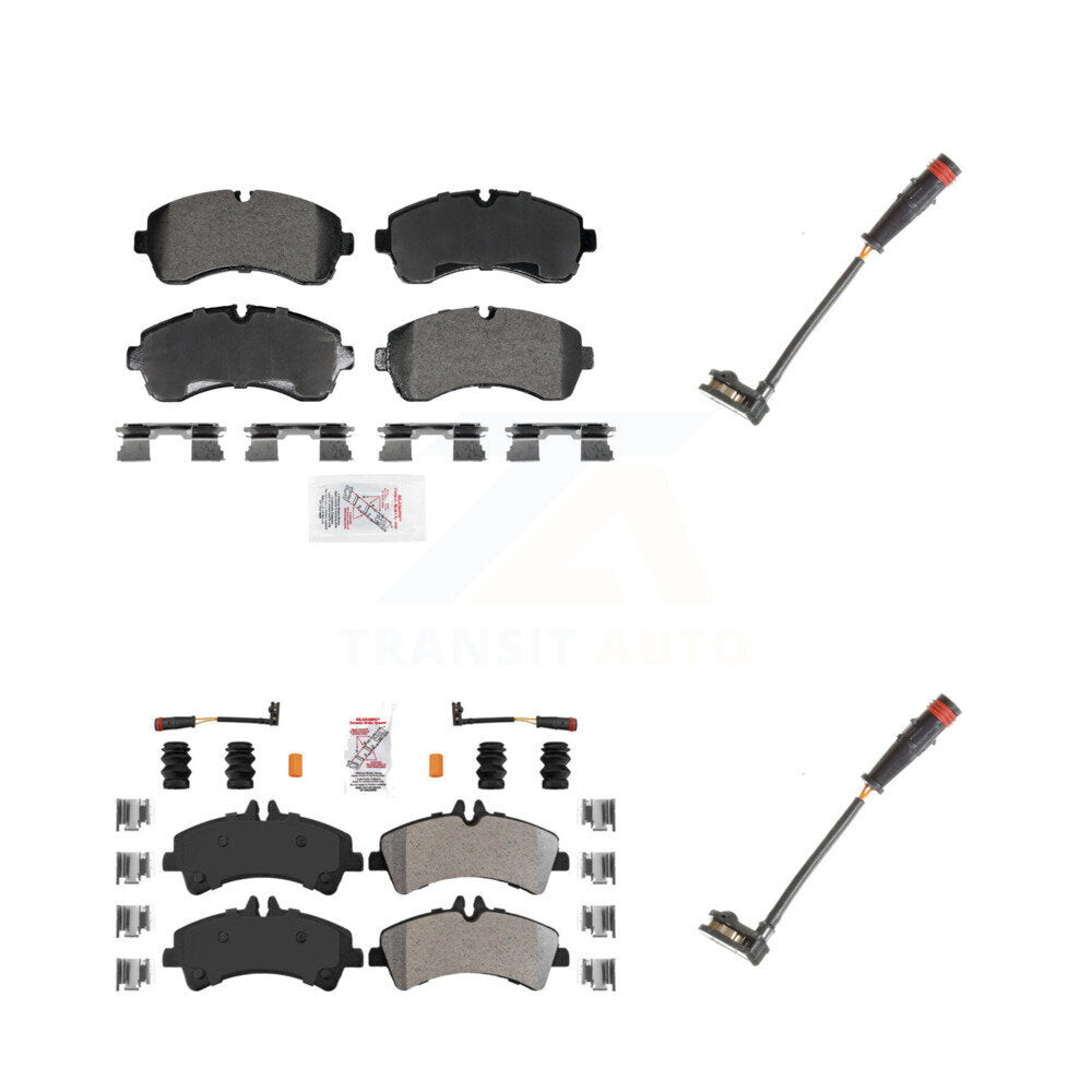 Front Rear Ceramic Disc Brake Pad Extra Wear Sensor Kit For 2009 Dodge Sprinter 3500 3.0L KNW-101310