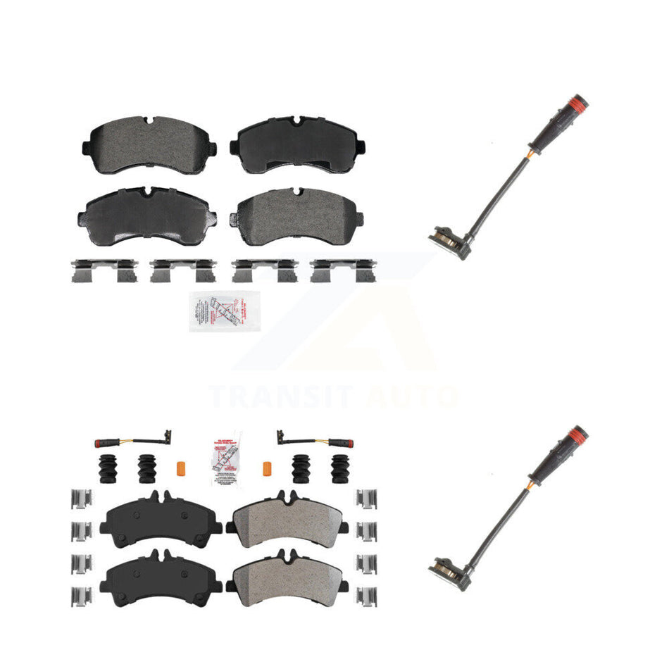 Front Rear Ceramic Disc Brake Pad Extra Wear Sensor Kit For 2009 Dodge Sprinter 3500 3.0L KNW-101310