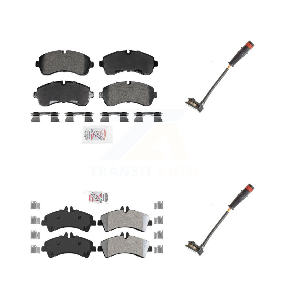Front Rear Ceramic Disc Brake Pads And Wear Sensors Kit For 2009 Dodge Sprinter 3500 3.0L KNW-101311