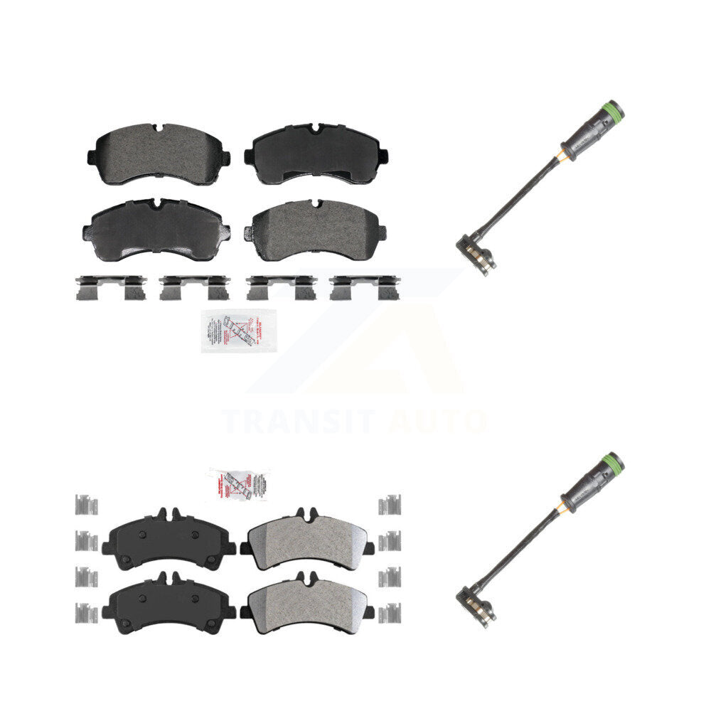 Front Rear Ceramic Disc Brake Pads And Wear Sensors Kit For Freightliner Sprinter 3500 KNW-101315