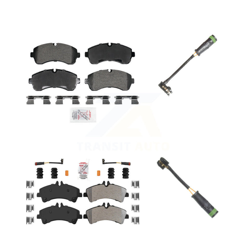 Front Rear Ceramic Brake Pad Extra Wear Sensor Kit For Mercedes-Benz Sprinter 3500 3500XD KNW-101318