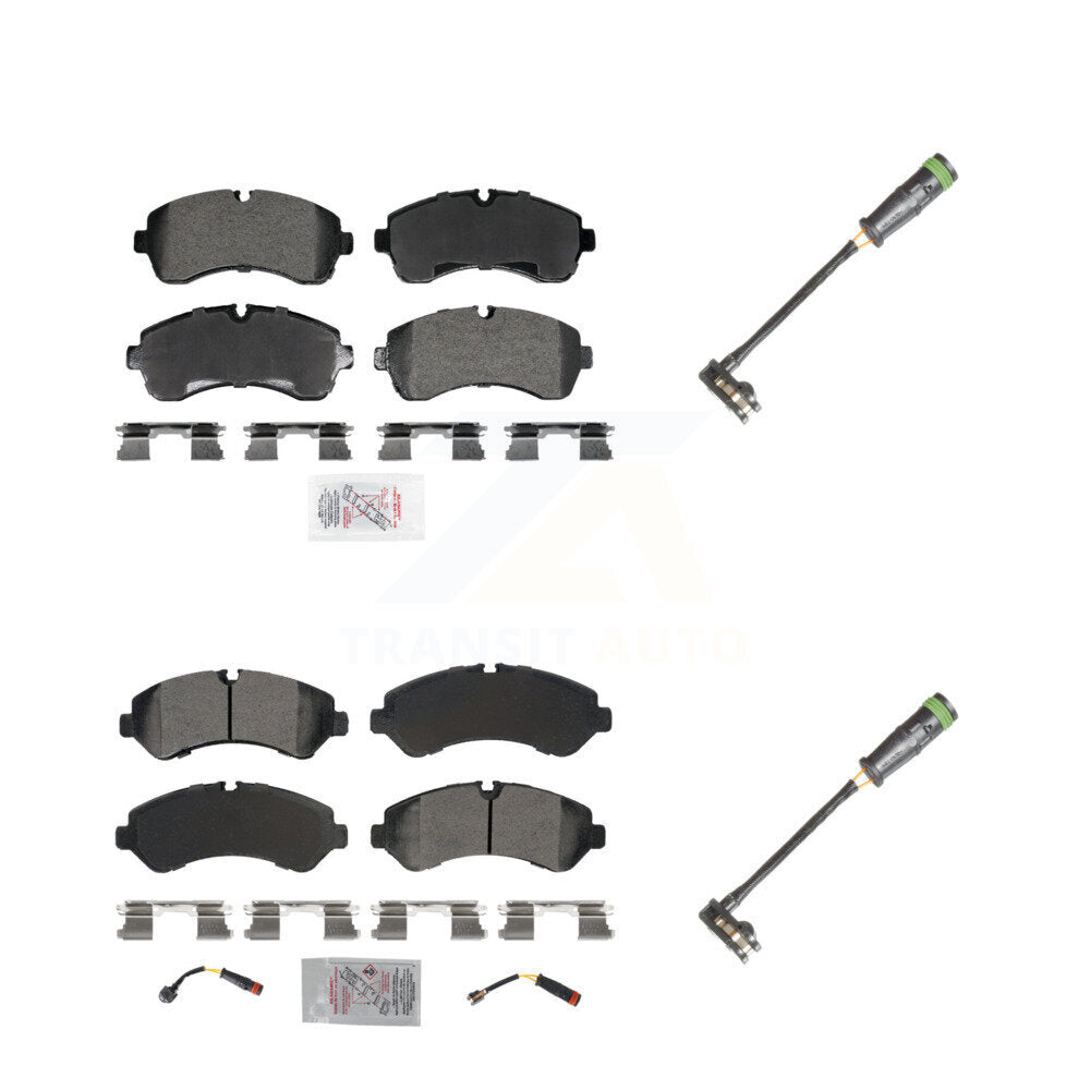 Front Rear Ceramic Disc Brake Pads & Extra Wear Sensor Kit For Freightliner Sprinter 3500 KNW-101328