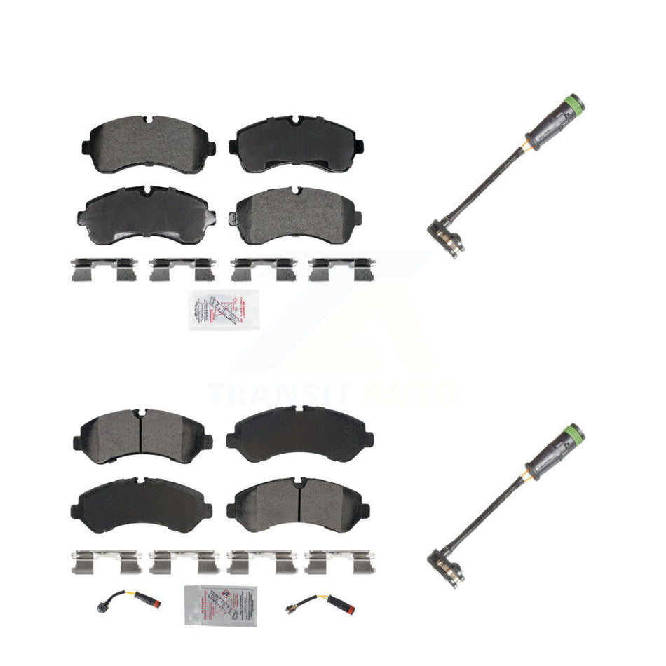 Front Rear Ceramic Disc Brake Pads & Extra Wear Sensor Kit For Freightliner Sprinter 3500 KNW-101328