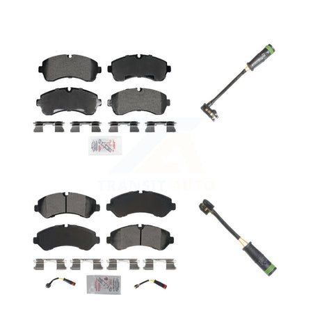 Front Rear Ceramic Disc Brake Pads & Extra Wear Sensor Kit For Freightliner Sprinter 4500 KNW-101330