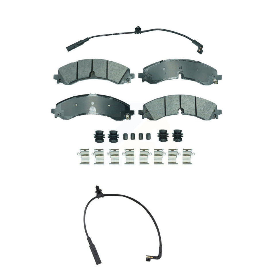Front Ceramic Brake Pads Extra Wear Sensor Kit For GMC Chevrolet Sierra 2500 HD Silverado KNW-101360