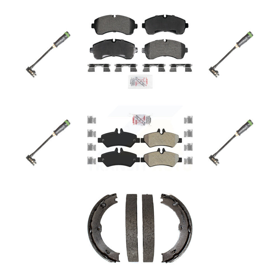 Front Rear Ceramic Disc Brake Pads & Wear Sensor Kit (7Pc) For Freightliner Sprinter 3500 KNW-101377