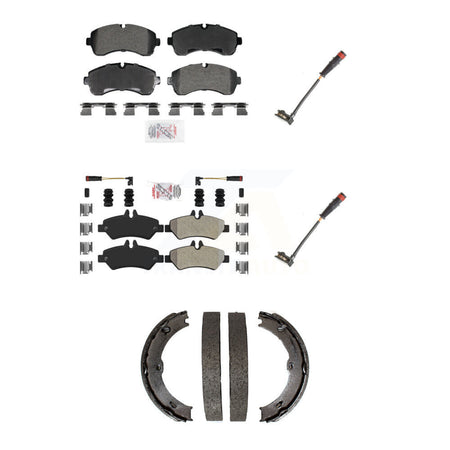 Front Rear Ceramic Brake Pads Extra Wear Sensor Kit (5Pc) For 09 Dodge Sprinter 3500 3.0L KNW-101384