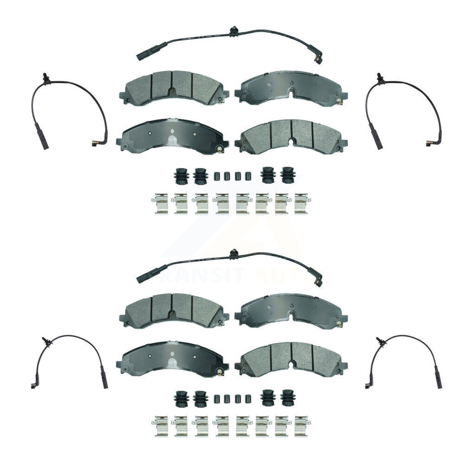 Front Rear Ceramic Brake Pads Extra Wear Sensor Kit For GMC Chevrolet Sierra 2500 HD 3500 KNW-101428