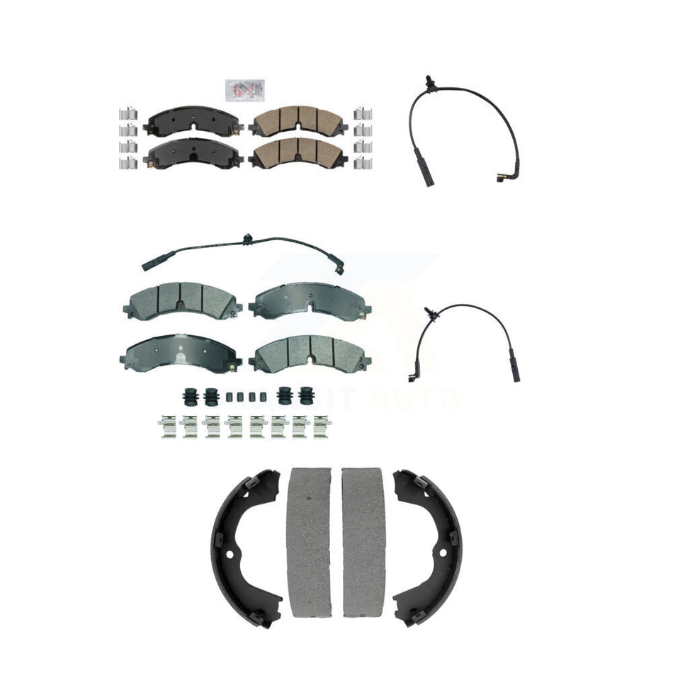 Front Rear Ceramic Brake Pad Extra Wear Sensor Kit (5Pc) For GMC Chevrolet Sierra 2500 HD KNW-101439