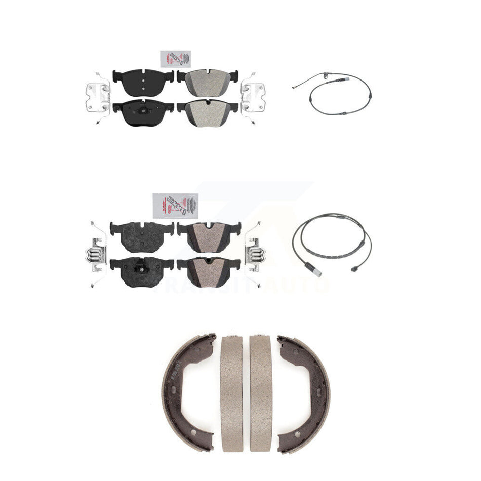 Front Rear Ceramic Brake Pad & Wear Sensor Kit (5Pc) For 15-16 BMW X5 xDrive35d with 3.0L KNW-101443