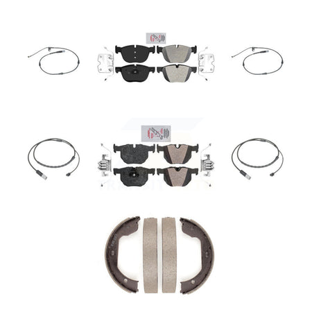Front Rear Ceramic Brake Pad & Wear Sensor Kit (7Pc) For 15-16 BMW X5 xDrive35d with 3.0L KNW-101452
