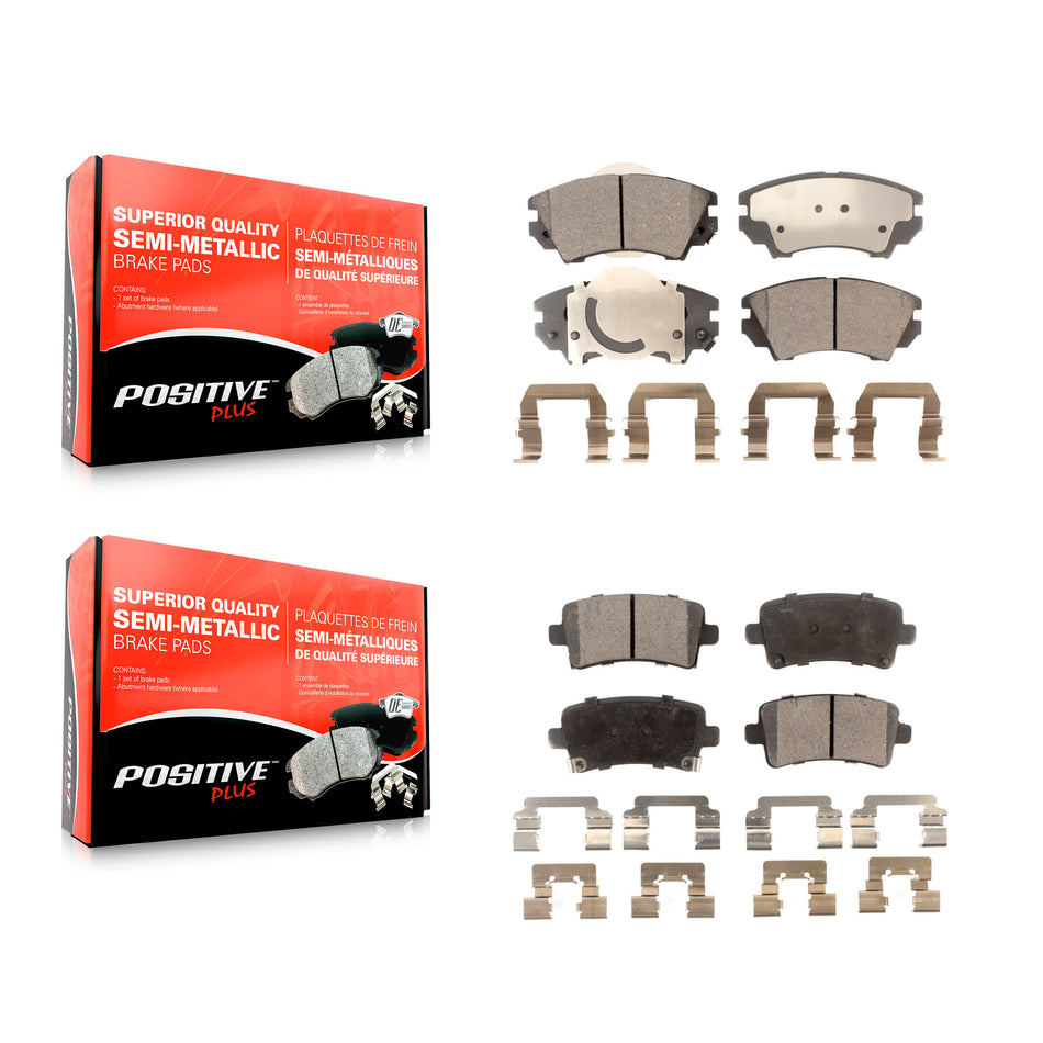 Front Rear Semi-Metallic Brake Pads Kit For 2011 Saab 9-5 With 321mm Diameter Rotor Without Performance Brakes KPF-100160