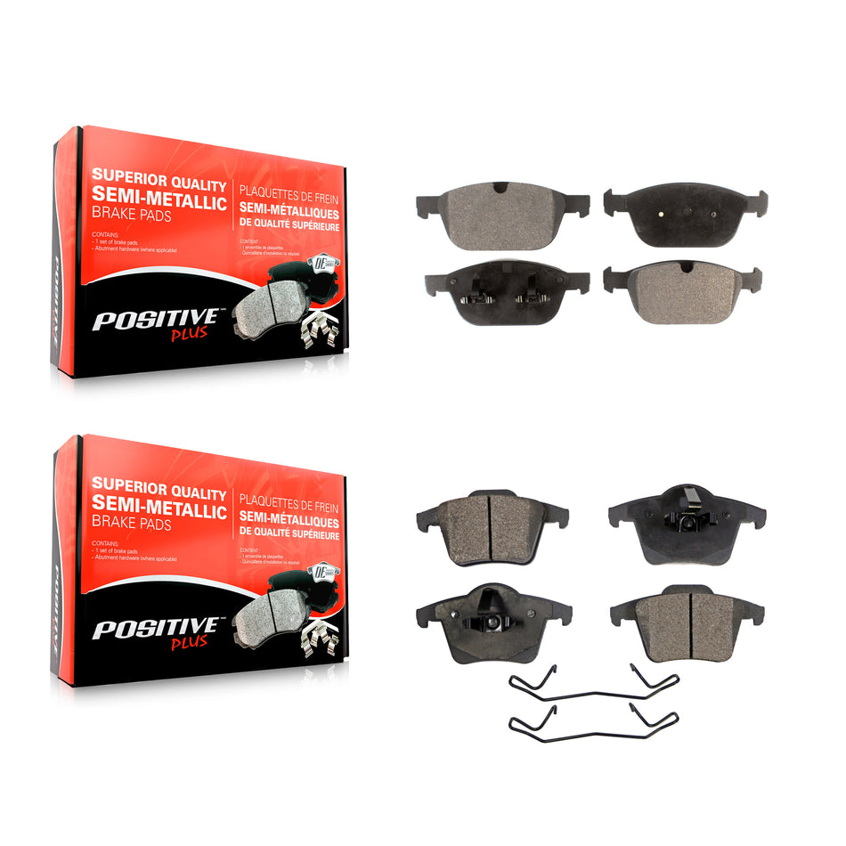 Front Rear Semi-Metallic Brake Pads Kit For 2003-2014 Volvo XC90 With 328mm Diameter Rotor KPF-100171