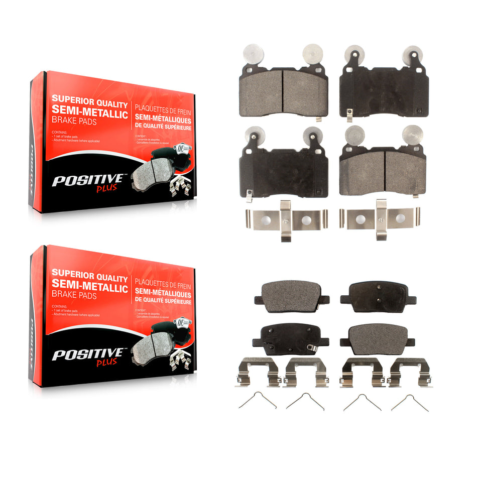 Front Rear Semi-Metallic Brake Pads Kit For 2016-2018 Cadillac CT6 With 345mm Diameter Rotor KPF-100199