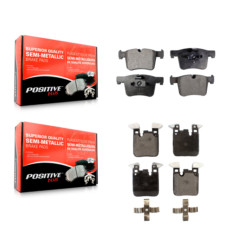 Front Rear Semi-Metallic Brake Pads Kit For 2014-2015 BMW 328i GT xDrive 328d With Blue Painted Calipers KPF-100227