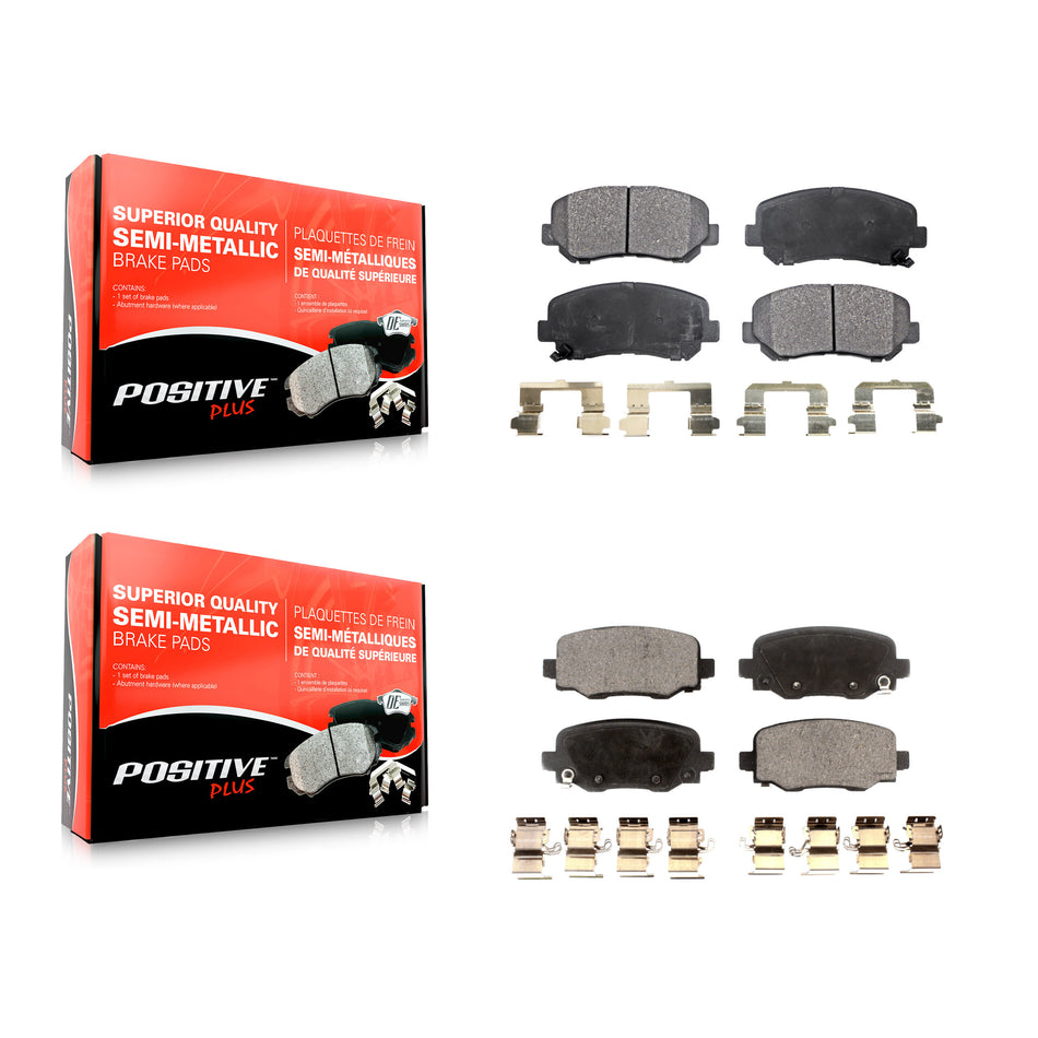 Front Rear Semi-Metallic Brake Pads Kit For 2015-2017 Chrysler 200 With 305mm Diameter Rotor KPF-100242