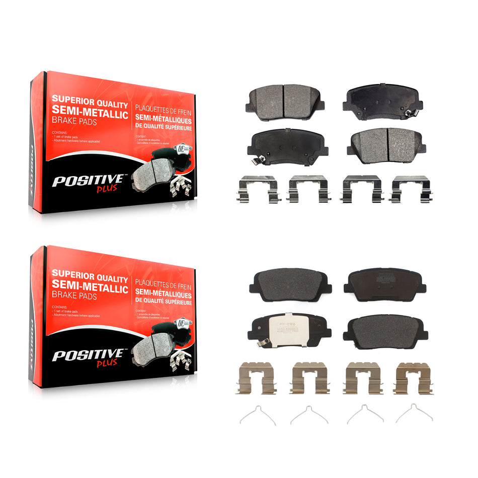 Front Rear Semi-Metallic Brake Pads Kit For 2014-2015 Kia Sorento With Red Painted Calipers KPF-100502
