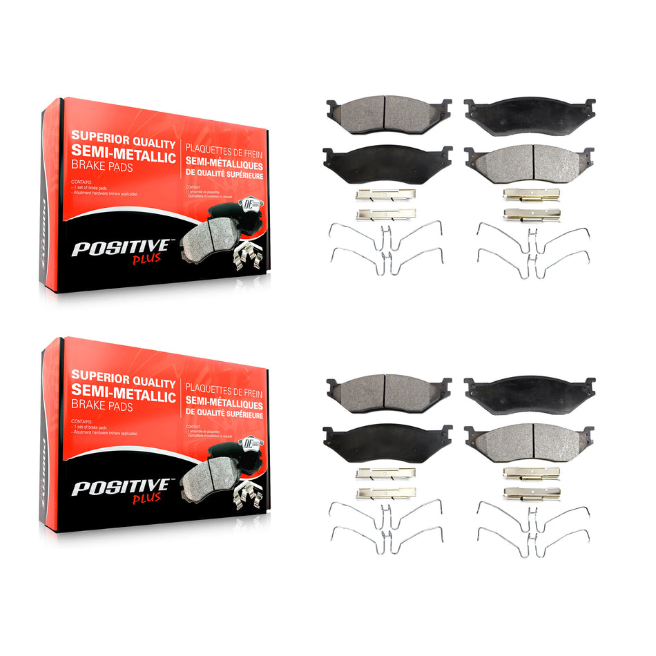 Front Rear Semi-Metallic Brake Pads Kit For Ford F-450 Super Duty F59 F-550 International IC Corporation LCF CF500 CF600 TerraStar AE School Bus E-550 AC Commercial F-53 Motorhome Chassis KPF-100569