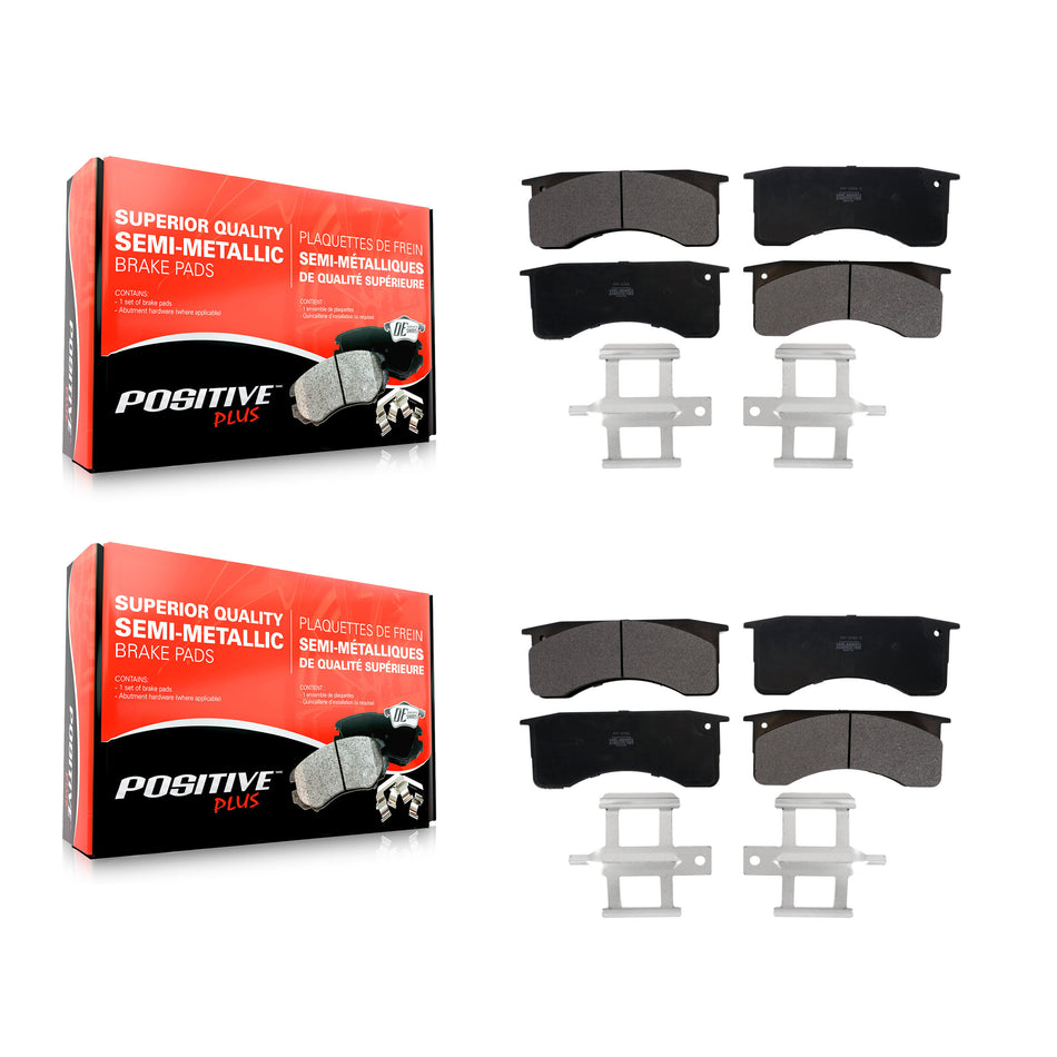 Front Rear Semi-Metallic Brake Pad Kit For International 4400 4300LP Blue Bird Vision School Bus IC Corporation 4300 Hino CE 258 4400LP 268 Commercial All American FE HC Integrated GMC Ford KPF-100572