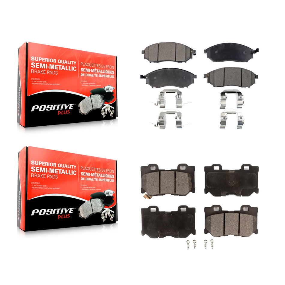 Front Rear Semi-Metallic Brake Pads Kit For Nissan 370Z INFINITI M37 QX70 Q70 Q70L M56 KPF-100583