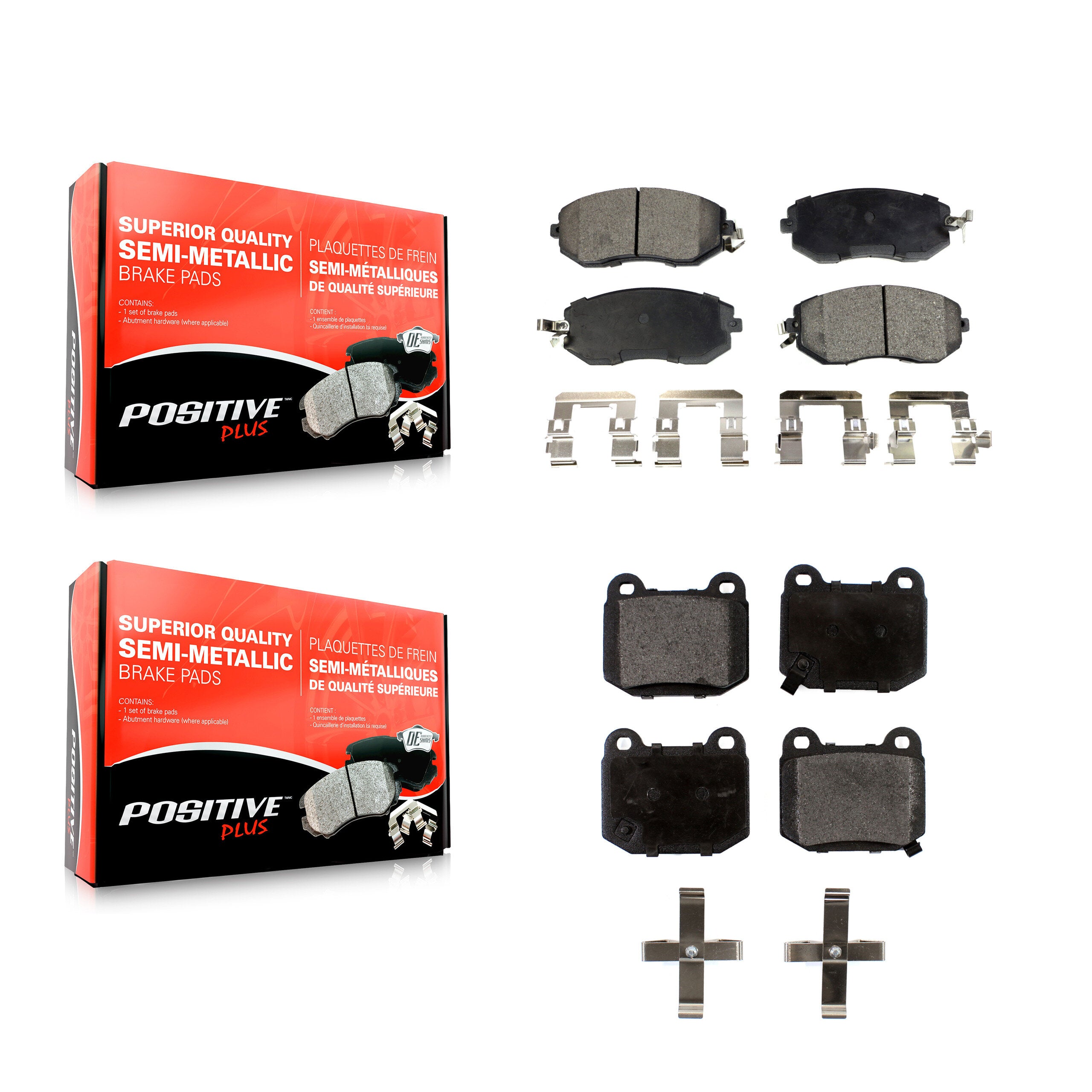 Front Rear Semi-Metallic Brake Pads Kit For 2017 Subaru BRZ Without Brembo Brakes KPF-100643