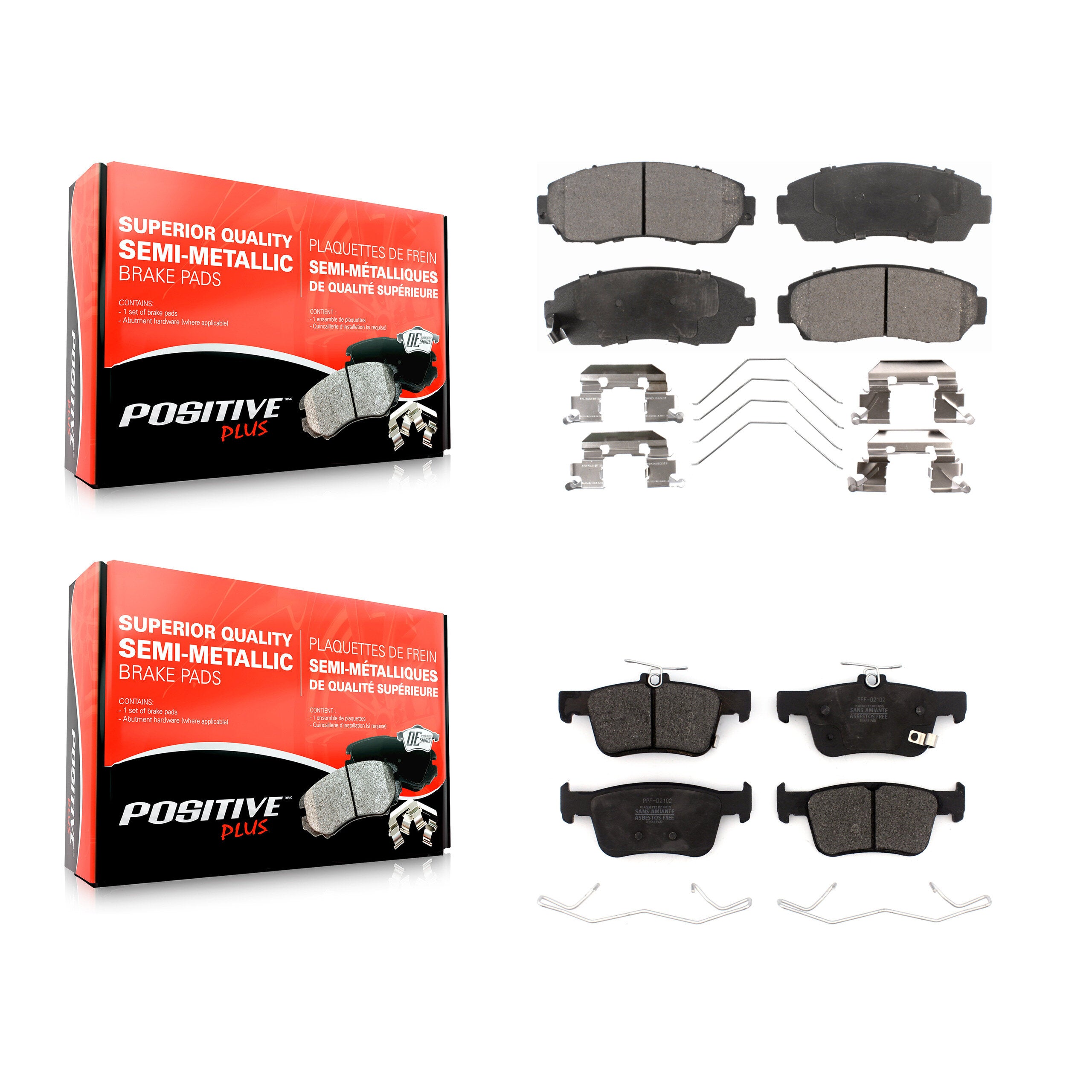 Front Rear Semi-Metallic Brake Pads Kit For Acura RDX TLX KPF-100651