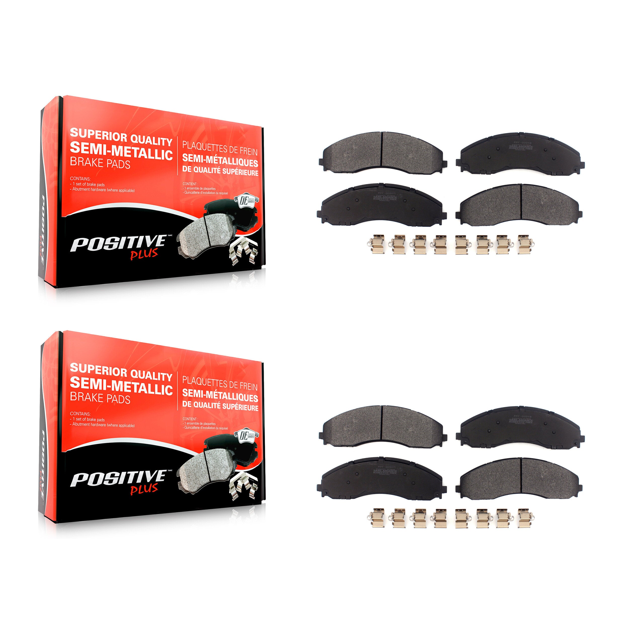 Front Rear Semi-Metallic Brake Pads Kit For Ford F-450 Super Duty F-550 F-600 KPF-100660