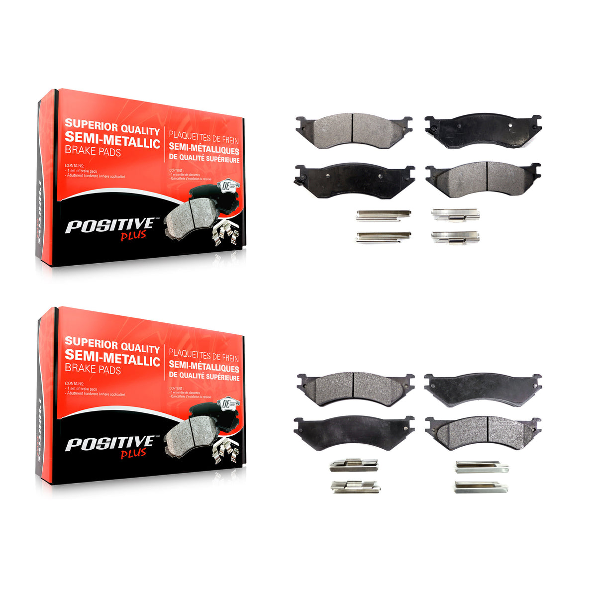 Front Rear Semi-Metallic Brake Pads Kit For 2004 Ford F-150 Heritage With 8 Lug Wheels KPF-100670