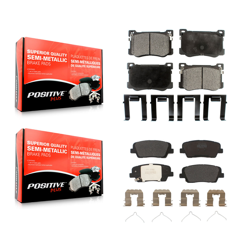 Front Rear Semi-Metallic Brake Pads Kit For 2018-2020 Genesis G80 3.3L KPF-100673