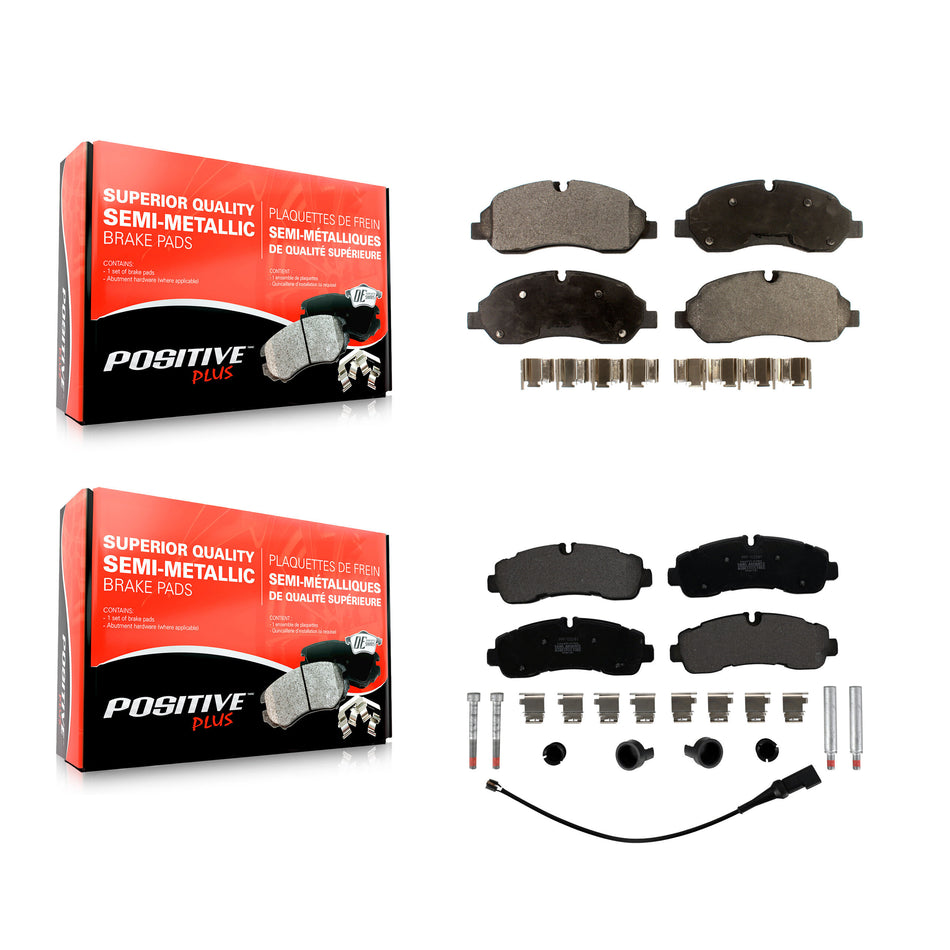 Front Rear Semi-Metallic Brake Pad Kit For 20 Ford Transit-350 Without 4600 Lb Axle KPF-100674