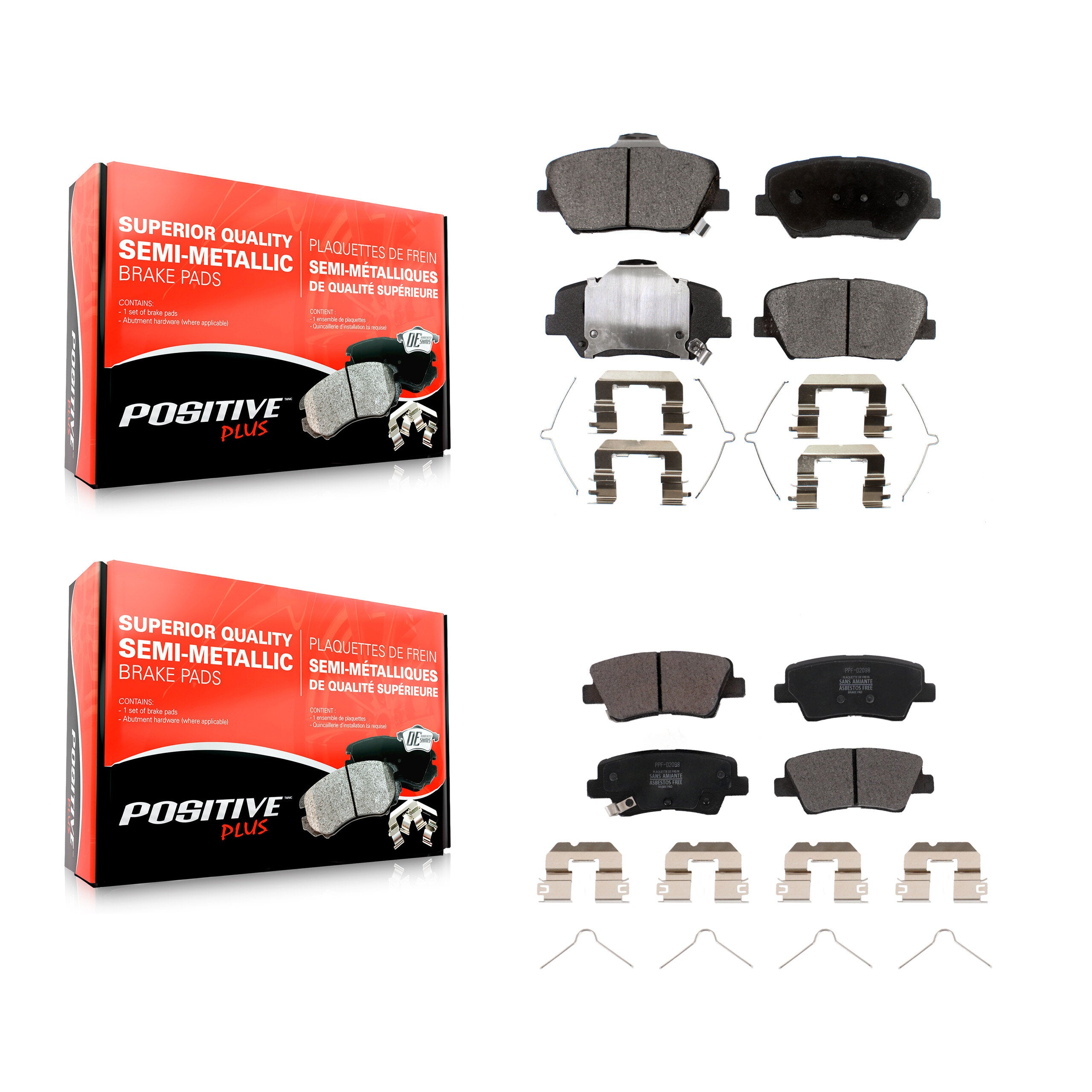 Front Rear Semi-Metallic Brake Pads Kit For 2019-2022 Hyundai Nexo KPF-100680