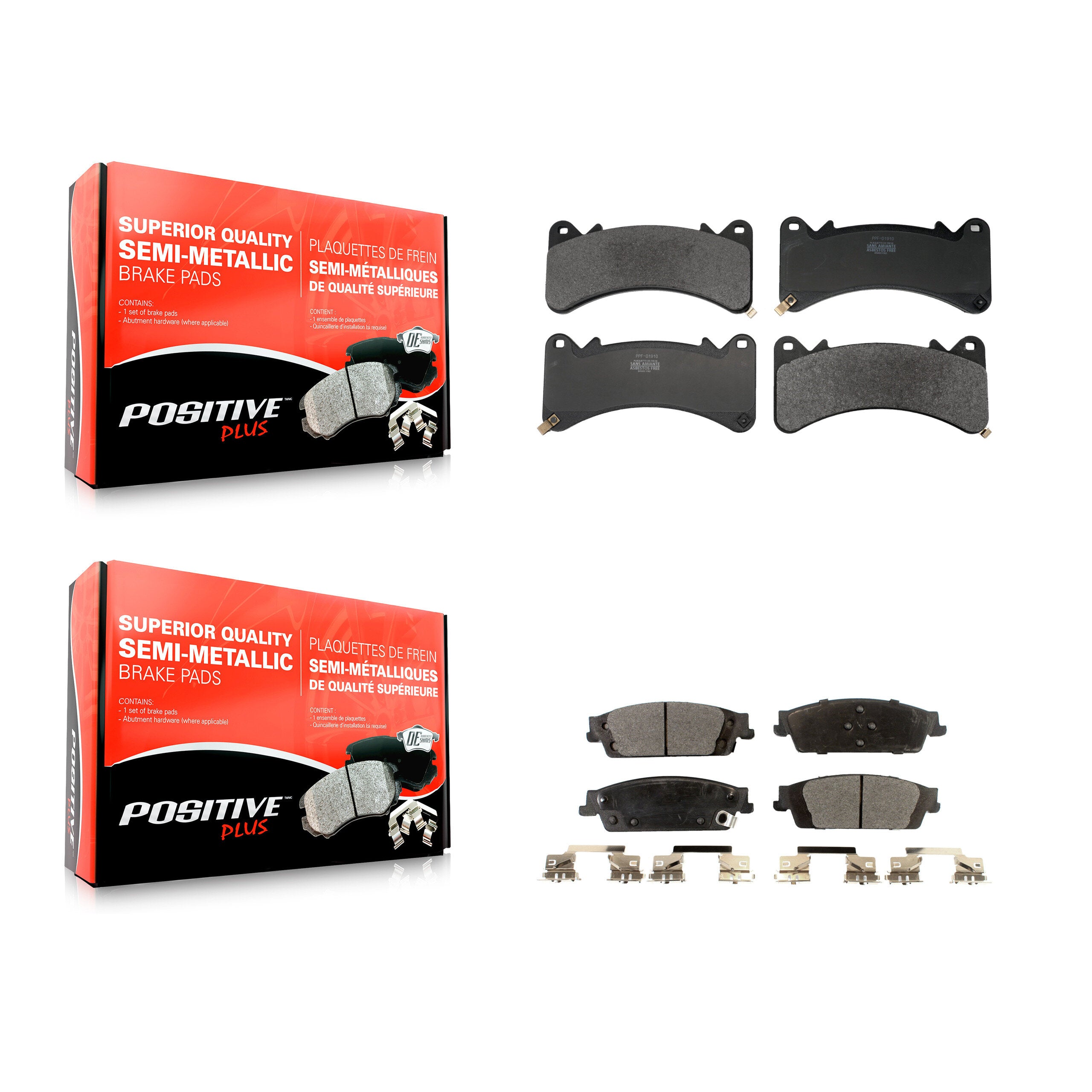 Front Rear Semi-Metallic Brake Pads Kit For GMC Chevrolet Sierra 1500 Silverado Tahoe XL KPF-100785