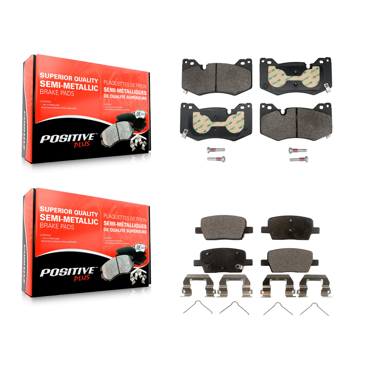 Front Rear Semi-Metallic Brake Pads Kit For 2022 Chevrolet Camaro LT KPF-100798