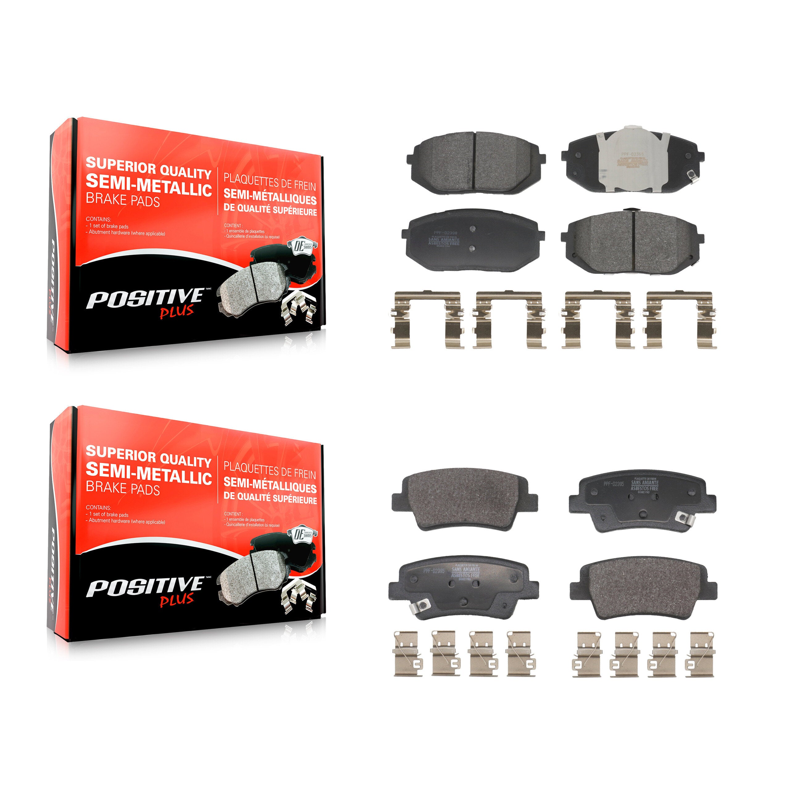 Front Rear Semi-Metallic Brake Pads Kit For 2023-2025 Kia Niro KPF-100805