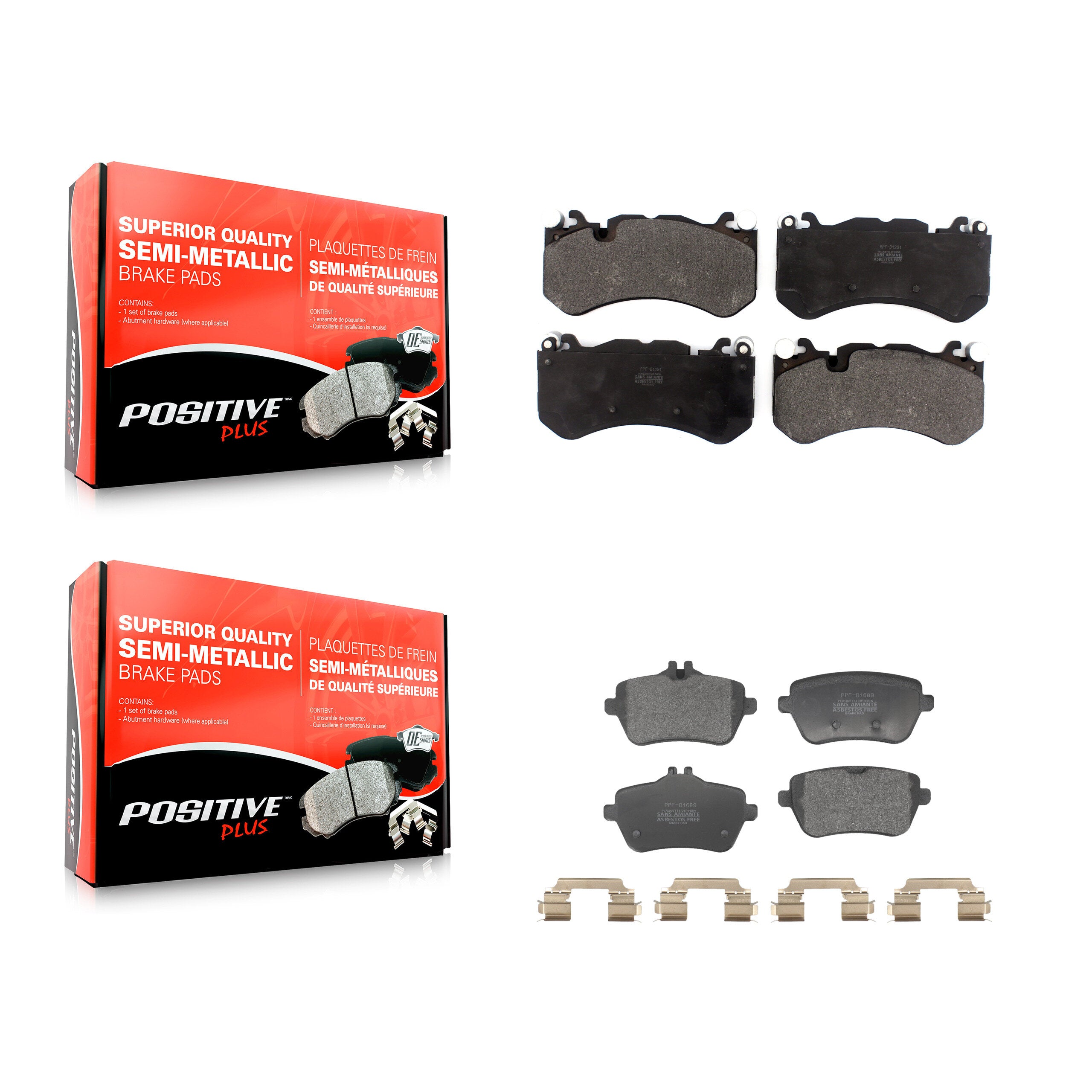 Front Rear Semi-Metallic Brake Pads Kit For 2016 Mercedes-Benz Maybach S600 KPF-100808