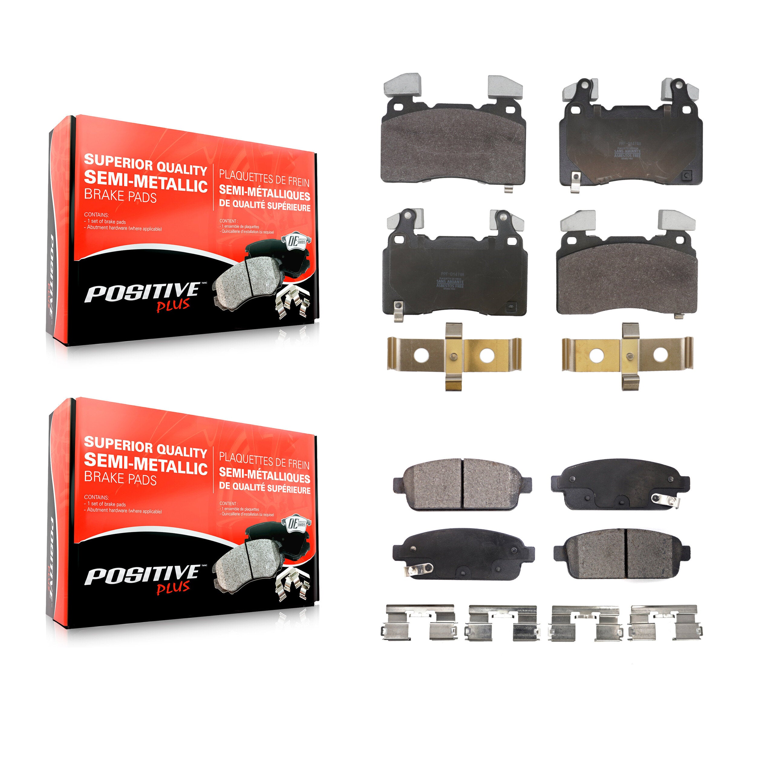 Front Rear Semi-Metallic Brake Pad Kit For 2015-2016 Cadillac ELR With Performance Brakes KPF-100812