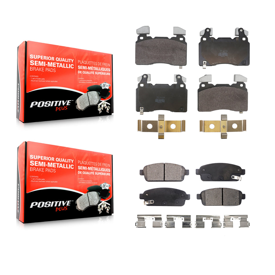 Front Rear Semi-Metallic Brake Pad Kit For 2015-2016 Cadillac ELR With Performance Brakes KPF-100812
