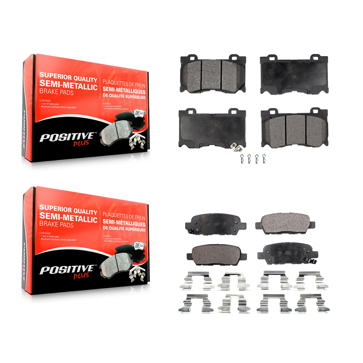 Front Rear Semi-Metallic Brake Pad Kit For 12-13 INFINITI M35h With Single Piston Caliper KPF-100820