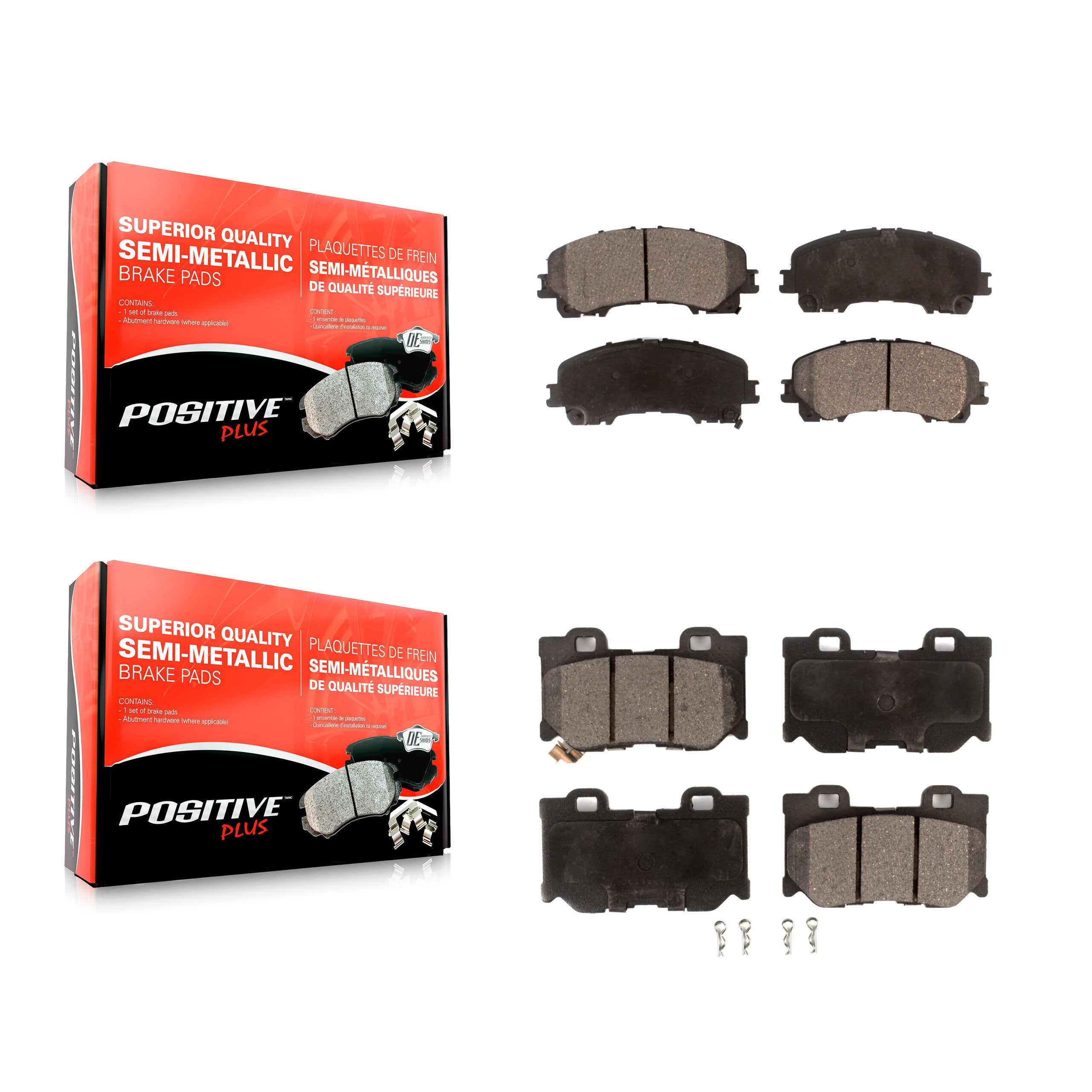 Front Rear Semi-Metallic Brake Pads Kit For INFINITI Q50 Q60 With Dual Piston Caliper KPF-100821