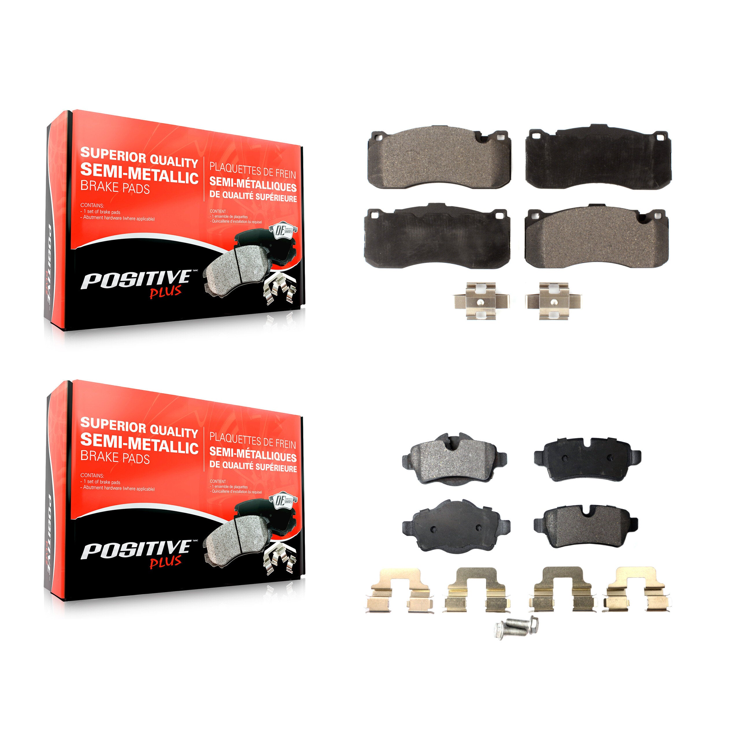 Front Rear Semi-Metallic Brake Pads Kit For 2013 Mini Cooper With 6 Piston Calipers KPF-100831