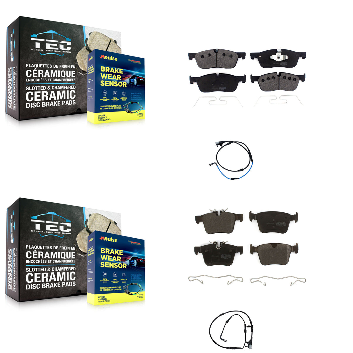 Front Rear Semi-Metallic Disc Brake Pads And Wear Sensors Kit For Jaguar XE XF KPW-100004